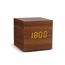 Load image into Gallery viewer, Alarm Clock LED Wooden Watch Digital Alarm Clock with Wooden Electronic LED Time Display 3 Alarm Settings Humidity & Temperature Detect Wood Made Electric Clocks Table Voice Control Digital Wood USB/AAA Powered Electronic Desktop Clocks
