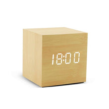 Load image into Gallery viewer, Alarm Clock LED Wooden Watch Digital Alarm Clock with Wooden Electronic LED Time Display 3 Alarm Settings Humidity & Temperature Detect Wood Made Electric Clocks Table Voice Control Digital Wood USB/AAA Powered Electronic Desktop Clocks