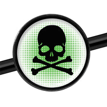 Load image into Gallery viewer, 14G Green Black Skull Black Industrial Barbell 37mm
