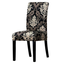 Load image into Gallery viewer, All black flower printed Chair Cover Washable Removable big elastic seat Covers Slipcovers Stretch for banquet hotel arm wedding