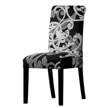 Load image into Gallery viewer, All black flower printed Chair Cover Washable Removable big elastic seat Covers Slipcovers Stretch for banquet hotel arm wedding
