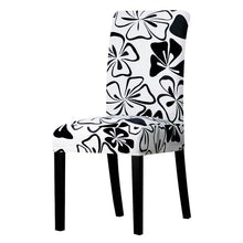 Load image into Gallery viewer, All black flower printed Chair Cover Washable Removable big elastic seat Covers Slipcovers Stretch for banquet hotel arm wedding
