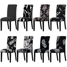 Load image into Gallery viewer, All black flower printed Chair Cover Washable Removable big elastic seat Covers Slipcovers Stretch for banquet hotel arm wedding