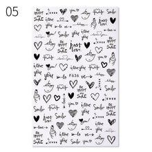 Load image into Gallery viewer, Alphabet Love Shaped Pattern 3D Nail Stickers Slider Valentine Day Decals Foil For Love Nail Art Decoration Pop Art Nail Stickers Sexy Girl Designs Comics Water Transfer Decals Manicure Lips Nail Art Decorations Slider Nail Art Stickers