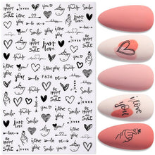 Load image into Gallery viewer, Alphabet Love Shaped Pattern 3D Nail Stickers Slider Valentine Day Decals Foil For Love Nail Art Decoration Pop Art Nail Stickers Sexy Girl Designs Comics Water Transfer Decals Manicure Lips Nail Art Decorations Slider Nail Art Stickers