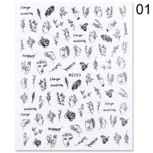 Load image into Gallery viewer, Alphabet Love Shaped Pattern 3D Nail Stickers Slider Valentine Day Decals Foil For Love Nail Art Decoration Pop Art Nail Stickers Sexy Girl Designs Comics Water Transfer Decals Manicure Lips Nail Art Decorations Slider Nail Art Stickers