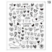 Load image into Gallery viewer, Alphabet Love Shaped Pattern 3D Nail Stickers Slider Valentine Day Decals Foil For Love Nail Art Decoration Pop Art Nail Stickers Sexy Girl Designs Comics Water Transfer Decals Manicure Lips Nail Art Decorations Slider Nail Art Stickers