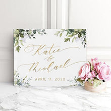Load image into Gallery viewer, Alternatives Flower Wedding Guest Book Personalized White Guestbook Wedding Guestbook Album Custom Wood Look Printable Guestbook Family Scrapbook Albums Family Anniversary Gift For Couple