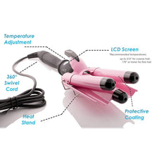 Load image into Gallery viewer, Alure Three Barrel Curling Iron Wand with LCD Temperature Display