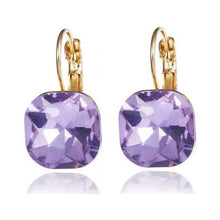 Load image into Gallery viewer, Amethyst Crystal Gold Filled Square Earrings For Women Popular Rhinestone Stud Earrings