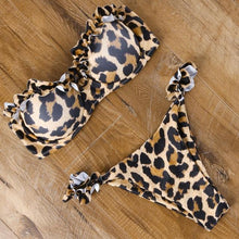 Load image into Gallery viewer, Animal Print Leopard Bikini Push Up Swimsuit Women Bikini Set Bathing Suit Bandeau Beach Wear Swimwear Women Casual Leopard Printed Triangle High Waist Two Piece Bikini Sets