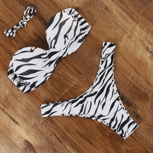 Load image into Gallery viewer, Animal Print Leopard Bikini Push Up Swimsuit Women Bikini Set Bathing Suit Bandeau Beach Wear Swimwear Women Casual Leopard Printed Triangle High Waist Two Piece Bikini Sets