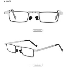 Load image into Gallery viewer, Anti-Light Reading Glasses Metal Foldable Presbyopia Eyewear With Case Thin Magnifying Glasses Safety Glasses With Clear Anti Fog Scratch Resistant Wrap-Around Lenses No-Slip Grips Glasses For Men Women+3+3.5+4