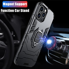 Load image into Gallery viewer, Anti Shock Case For iPhone 11 12 13 14 Pro XR Xs Max X 8 7 6 Plus 5S Magnet Armor Case Cover For iPhone Bumper Back Cover Case Full Protection with Ring Holder & in-Built Kickstand 360 Degree Protection