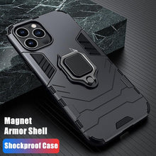 Load image into Gallery viewer, Anti Shock Case For iPhone 11 12 13 14 Pro XR Xs Max X 8 7 6 Plus 5S Magnet Armor Case Cover For iPhone Bumper Back Cover Case Full Protection with Ring Holder & in-Built Kickstand 360 Degree Protection
