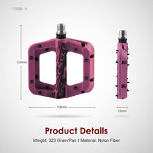 Load image into Gallery viewer, Anti-Vibration Mountain Bike Pedal Anti-Skid Lightweight Nylon Fiber Bicycle Pedal Board High-Strength Anti-Skid Bicycle Pedal New Nylon Fabric Anti Slip Durable Mountain Bike Flat Pedals