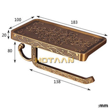 Load image into Gallery viewer, Antique Brass Toilet Paper Holder Bathroom Mobile Holder Toilet Tissue Paper Roll Holder Bathroom Storage Rack Accessory Bronze Toilet Paper Holder Antique Brass Toilet Paper Towel Holder Premium Wall Mounted Bathroom Paper Holder With Shelf And Hook