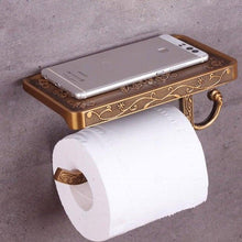 Load image into Gallery viewer, Antique Brass Toilet Paper Holder Bathroom Mobile Holder Toilet Tissue Paper Roll Holder Bathroom Storage Rack Accessory Bronze Toilet Paper Holder Antique Brass Toilet Paper Towel Holder Premium Wall Mounted Bathroom Paper Holder With Shelf And Hook