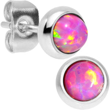 Load image into Gallery viewer, Pink Synthetic Opal 316L Surgical Steel Stud Earrings