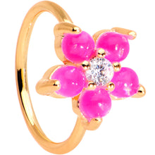 Load image into Gallery viewer, 20G Clear CZ Pink Faux Opal Rose Gold Tone Flower Circular Ring
