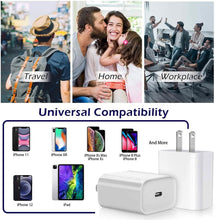 Load image into Gallery viewer, MFi Certified Veetone 20W PD Type C Power Wall Charger Travel Plug with 6FT USB C to Lightning Quick Charge Cable