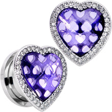 Load image into Gallery viewer, Clear Purple Gem Hug Your Heart Screw Fit Plug Set 6mm to 22mm