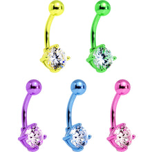 Load image into Gallery viewer, Clear Cubic Zirconia Gem Multicolor Belly Ring Set of 5