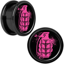 Load image into Gallery viewer, Pink Grenade Black Anodized Screw Fit Plug Set 18mm
