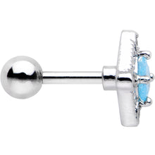 Load image into Gallery viewer, 16G 1/4 Clear Aqua Gem Rococo Rhombus Tragus Cartilage Earring