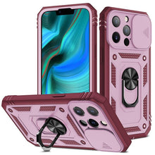 Load image into Gallery viewer, Armor Shockproof Phone Case For iPhone 13 12 11 Pro Max X XR XS Max 11 13 Pro Magnetic Ring Stand Holder Back Cover Slide Camera Cover & Kickstand Built-in 360° Rotate Ring Stand Magnetic Cover Case