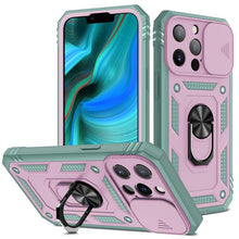 Load image into Gallery viewer, Armor Shockproof Phone Case For iPhone 13 12 11 Pro Max X XR XS Max 11 13 Pro Magnetic Ring Stand Holder Back Cover Slide Camera Cover & Kickstand Built-in 360° Rotate Ring Stand Magnetic Cover Case