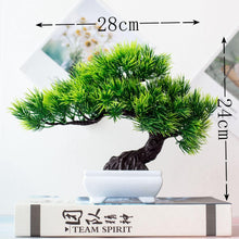 Load image into Gallery viewer, Artificial Bonsai Tree 24x28cm Artificial Green Plastic Small Tree Pot Potted Ornaments Home Garden Desktop Decoration Home Decor