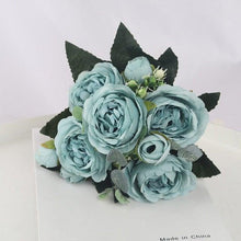 Load image into Gallery viewer, Artificial Flowers 1 Bouquet 9 heads Peony Tea Rose Autumn Silk Fake Flowers For Living Room Home Garden Wedding Decoration Artificial Silk Fake Flowers Rose Floral Decor Bouquet