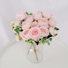 Load image into Gallery viewer, Artificial Flowers 1 Bouquet 9 heads Peony Tea Rose Autumn Silk Fake Flowers For Living Room Home Garden Wedding Decoration Artificial Silk Fake Flowers Rose Floral Decor Bouquet