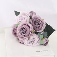 Load image into Gallery viewer, Artificial Flowers 1 Bouquet 9 heads Peony Tea Rose Autumn Silk Fake Flowers For Living Room Home Garden Wedding Decoration Artificial Silk Fake Flowers Rose Floral Decor Bouquet