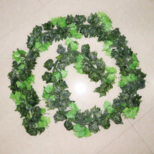 Load image into Gallery viewer, Artificial Ivy Leaf Garland Fake Leaves Hanging Vines For Home Decor Creeper Green Ivy Artificial Ivy Garland Greenery Hanging Plant Vine for Wedding Wall Party Room Astethic Stuff Decor 100pcs Leaf 1 piece 2.4M