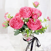 Load image into Gallery viewer, Artificial Rose Flowers Bouquet Pink And White Silk Peony Rose For Home Bridal Wedding Party Festival Decor
