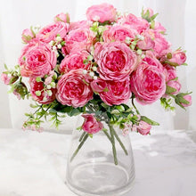 Load image into Gallery viewer, Artificial Rose Flowers Bouquet Pink And White Silk Peony Rose For Home Bridal Wedding Party Festival Decor