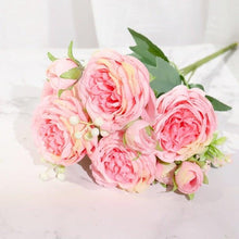 Load image into Gallery viewer, Artificial Rose Flowers Bouquet Pink And White Silk Peony Rose For Home Bridal Wedding Party Festival Decor
