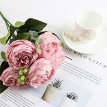 Load image into Gallery viewer, Artificial Roses Flowers Bundle Of Beautiful Silk Peony Bouquet For Home Wedding Party Scrapbook Decoration Accessories Artificial Rose Flowers Bouquet Silk Flowers Rose for Home Bridal Wedding Party Festival Decor