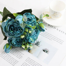 Load image into Gallery viewer, Artificial Roses Flowers Bundle Of Beautiful Silk Peony Bouquet For Home Wedding Party Scrapbook Decoration Accessories Artificial Rose Flowers Bouquet Silk Flowers Rose for Home Bridal Wedding Party Festival Decor