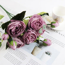 Load image into Gallery viewer, Artificial Roses Flowers Bundle Of Beautiful Silk Peony Bouquet For Home Wedding Party Scrapbook Decoration Accessories Artificial Rose Flowers Bouquet Silk Flowers Rose for Home Bridal Wedding Party Festival Decor