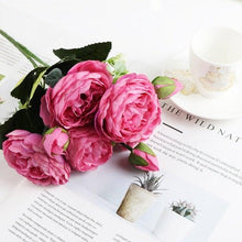 Load image into Gallery viewer, Artificial Roses Flowers Bundle Of Beautiful Silk Peony Bouquet For Home Wedding Party Scrapbook Decoration Accessories Artificial Rose Flowers Bouquet Silk Flowers Rose for Home Bridal Wedding Party Festival Decor