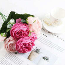 Load image into Gallery viewer, Artificial Roses Flowers Bundle Of Beautiful Silk Peony Bouquet For Home Wedding Party Scrapbook Decoration Accessories Artificial Rose Flowers Bouquet Silk Flowers Rose for Home Bridal Wedding Party Festival Decor