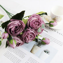 Load image into Gallery viewer, Artificial Roses Flowers Bundle Of Beautiful Silk Peony Bouquet For Home Wedding Party Scrapbook Decoration Accessories Artificial Rose Flowers Bouquet Silk Flowers Rose for Home Bridal Wedding Party Festival Decor