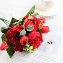 Load image into Gallery viewer, Artificial Roses Flowers Bundle Of Beautiful Silk Peony Bouquet For Home Wedding Party Scrapbook Decoration Accessories Artificial Rose Flowers Bouquet Silk Flowers Rose for Home Bridal Wedding Party Festival Decor