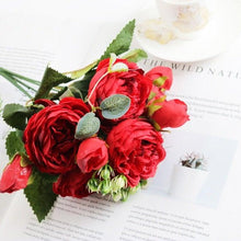 Load image into Gallery viewer, Artificial Roses Flowers Bundle Of Beautiful Silk Peony Bouquet For Home Wedding Party Scrapbook Decoration Accessories Artificial Rose Flowers Bouquet Silk Flowers Rose for Home Bridal Wedding Party Festival Decor