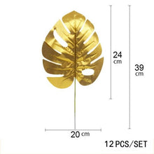 Load image into Gallery viewer, Artificial Tropical Palm Leaves For Hawaiian Luau Beach Birthday Jungle Party Wedding Home Table Decoration Accessories Tropical Leaves with Stems Jungle Leaves Decorations for Hawaiian Luau Party Beach Baby Shower Wedding Birthday Decorations