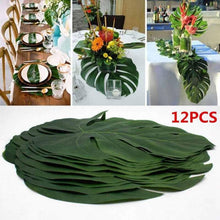 Load image into Gallery viewer, Artificial Tropical Palm Leaves For Hawaiian Luau Beach Birthday Jungle Party Wedding Home Table Decoration Accessories Tropical Leaves with Stems Jungle Leaves Decorations for Hawaiian Luau Party Beach Baby Shower Wedding Birthday Decorations