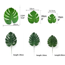 Load image into Gallery viewer, Artificial Tropical Palm Leaves For Hawaiian Luau Beach Birthday Jungle Party Wedding Home Table Decoration Accessories Tropical Leaves with Stems Jungle Leaves Decorations for Hawaiian Luau Party Beach Baby Shower Wedding Birthday Decorations